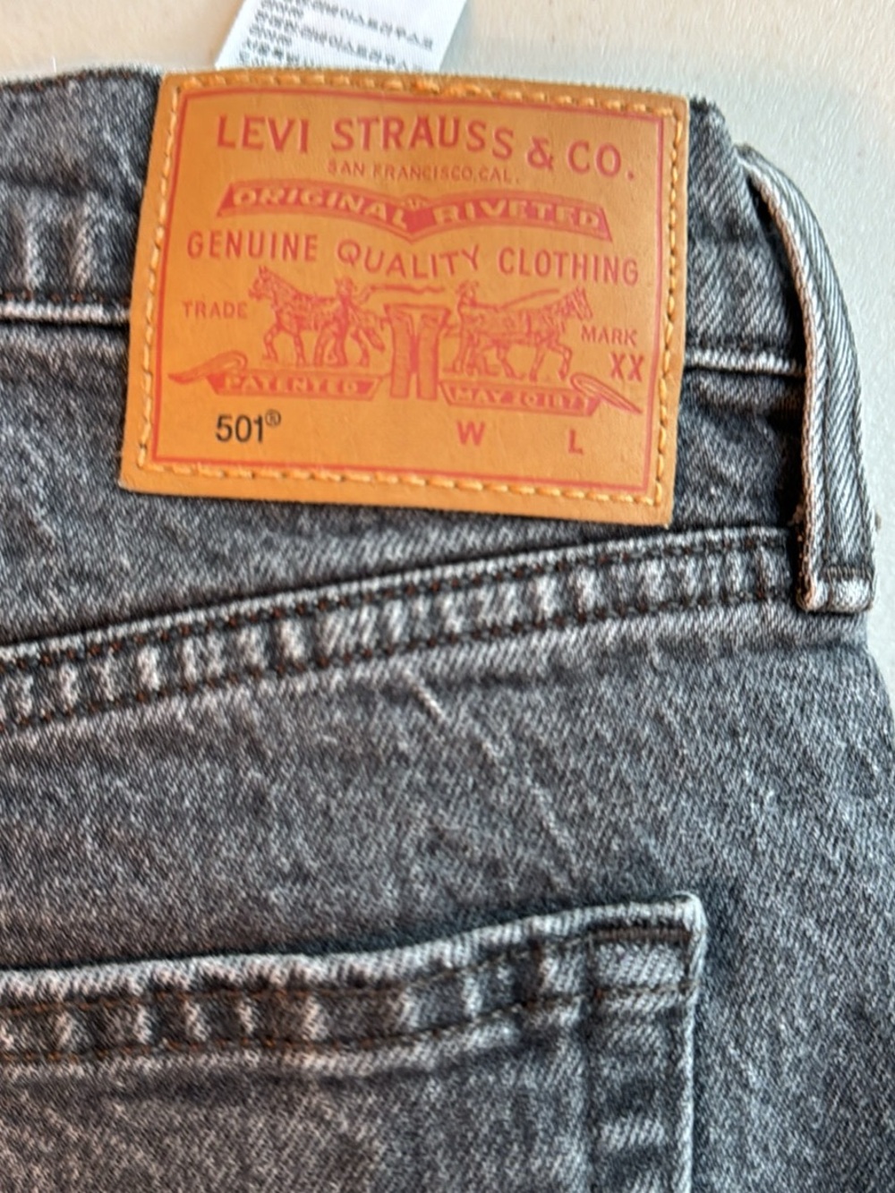 Levi's Straight Gray Wash Jeans with Leather Patch